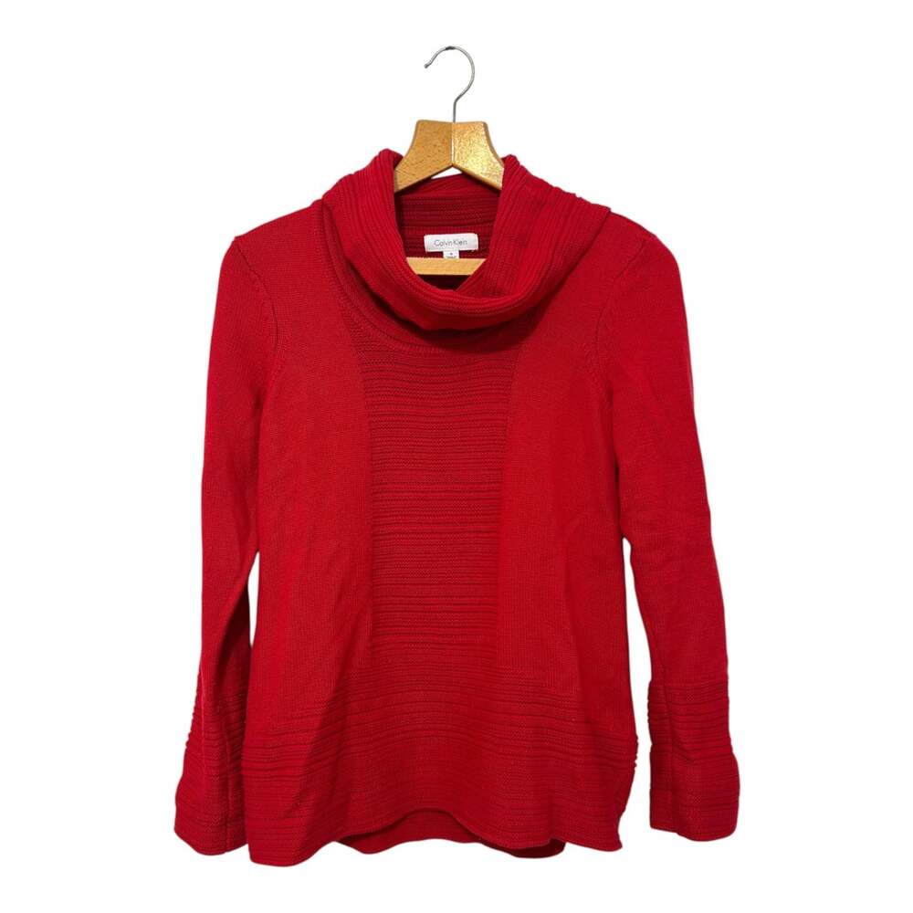 Calvin Klein Red Knit Cowl Neck Tunic Sweater Size S